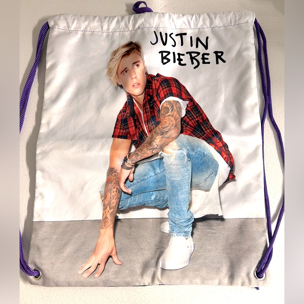 Justin Bieber Drawstring Backpack Tote